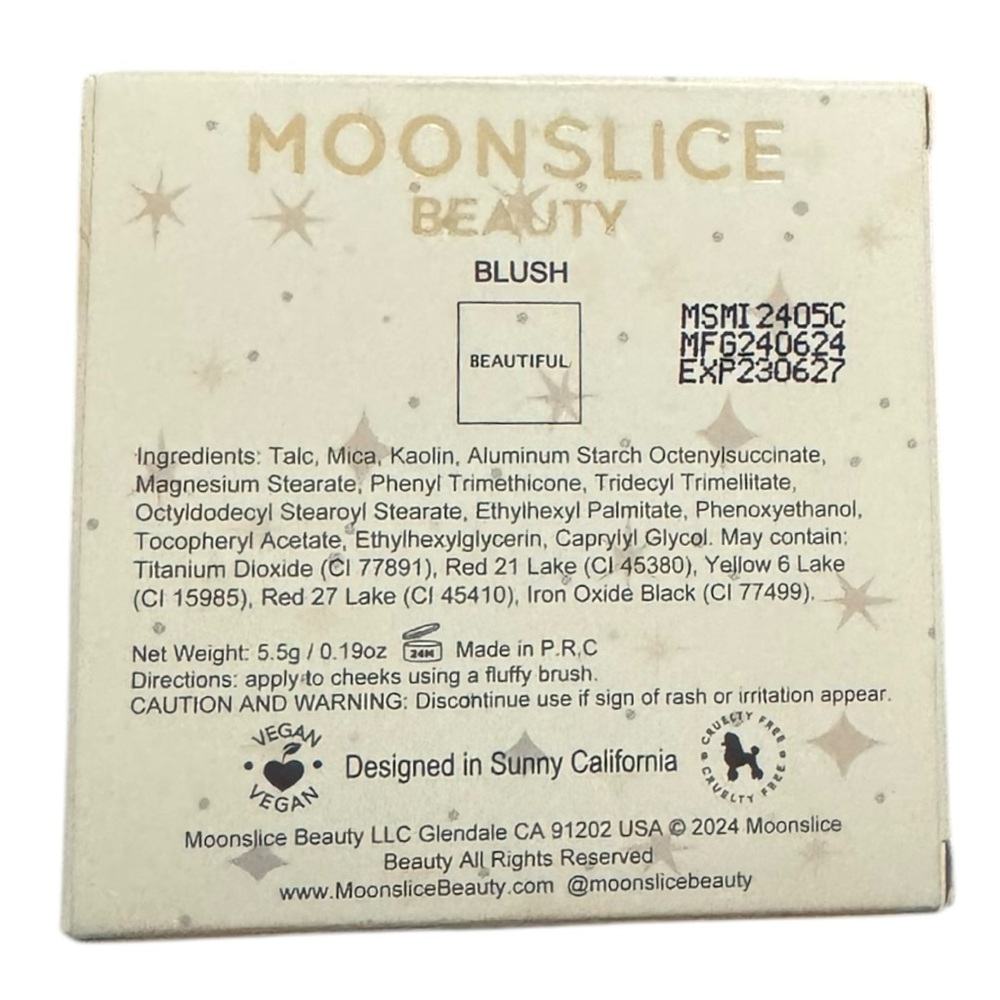 Moonslice Beauty Blush Pressed Powder Blush in Shade Beautiful Pink Compact - Picture 3 of 4